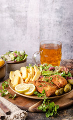 Original schnitzel with homemade french fries