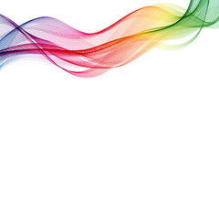  Rainbow horizontal smoky vector wave on a white background. Design element