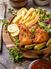 Original schnitzel with homemade french fries