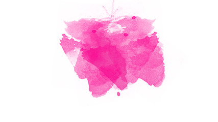 Pink watercolor abstract stain on white paper
