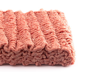 Raw Hamburger Meat on a White Background
