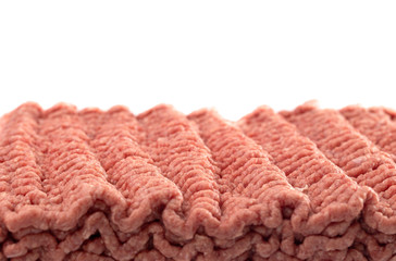 Raw Hamburger Meat on a White Background