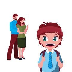 parents with school boy vector ilustration