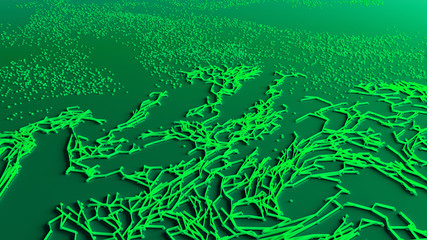 Network animation connected dots or growing trails