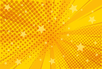 Yellow and red background of the Book in comic style pop art superhero. Lightning blast halftone dots. Cartoon vs. Vector Illustration