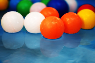 Plastic colored balls in the children's pool