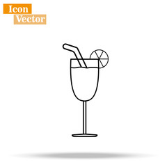 Cocktail line icon, outline vector sign, linear style pictogram isolated on white. Symbol, logo illustration. Editable stroke. Pixel perfect