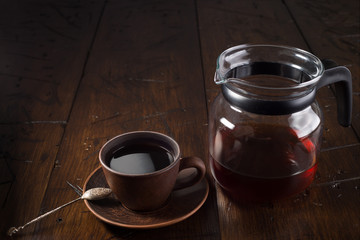 Obraz na płótnie Canvas Cup of tea on a wooden table..
