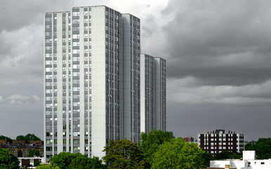 Social housing high rise flats in North London UK