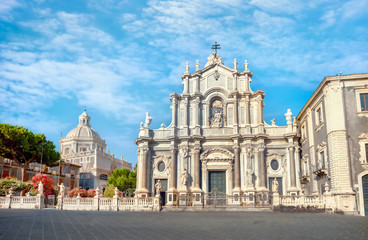 Fototapeta na wymiar Cathedral of Sant Agata, Piazza del Duomo in Catania. Sicily, Italy