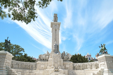 Monument to the 1812 Spanish Constitution in the Plaza de Espana Square. Cadiz, Andalusia, Spain