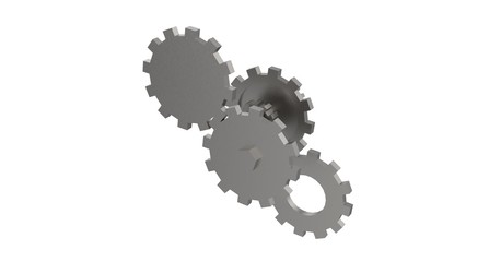 Metal Gear isolated on White 3D Rendering