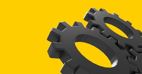 Metal Gear isolated on White 3D Rendering