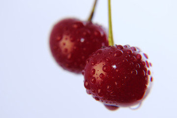 Bright colorful cherry berries on a white background