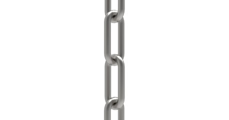 Metal iron chain 3D Rendering isolated on white