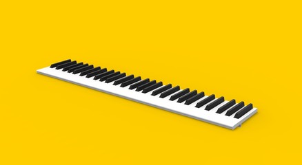 Piano isolated on Yellow 3D Rendering