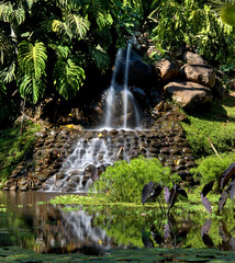 The waterfall in the park.