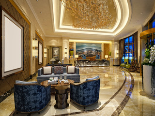 3d render hotel receğtion and lobby