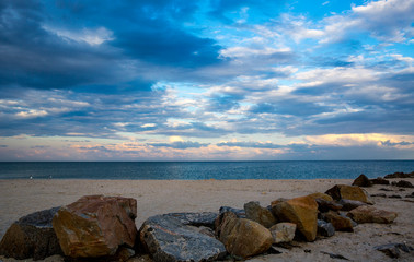 evening sky over sea shore