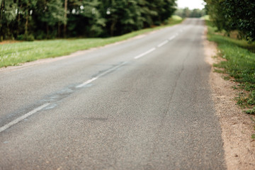 empty asphalt city road, defocusing road