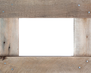 old wooden photo frame white center