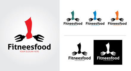 Fitness food creative and minimalist logo template Set