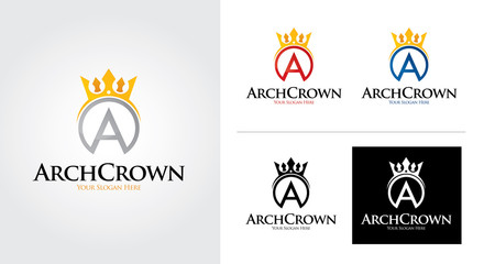 A letter crown creative and minimalist logo template Set