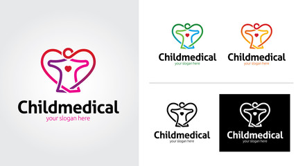 Child medical creative and minimalist logo template Set