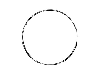 Grunge circle made of black paint with art brush.Oval ink frame.
