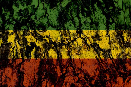 Green yellow red on wood texture background,reggae background concept