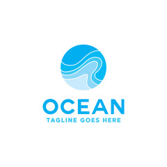 Colorful Ocean Logo Vector, Sea Waves Symbol, Sun Waves Logotype, Sun and Sea icon.