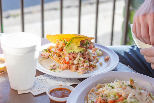 Authentic Mexican Ceviche Tostada