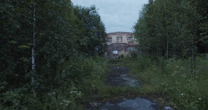 destroyed buildings, former soviet military base
