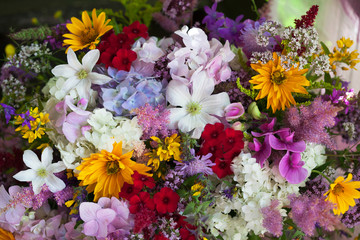 Background with summer multicolored flowers