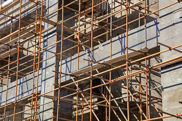 Steel scaffolding for construction site