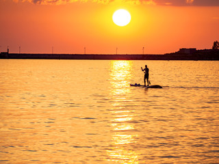 sub board sunset sea sun