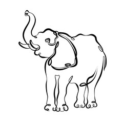 Continuous one line hand drawing elephant