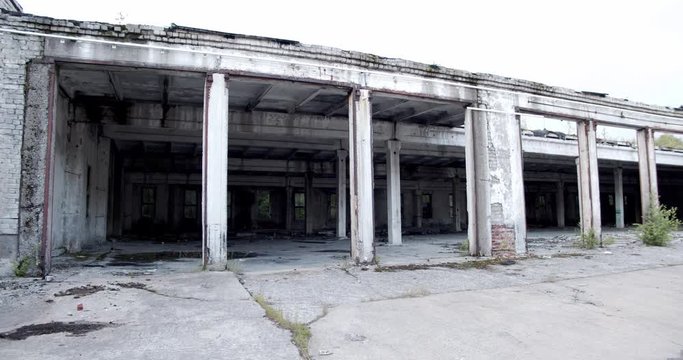 destroyed buildings, former soviet military base