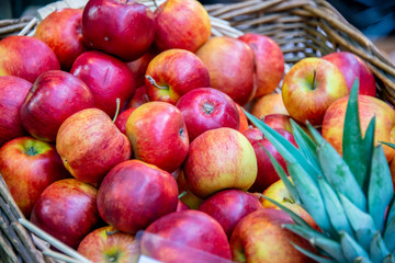 Apples at the market display stall