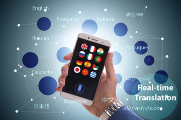 Concept of real time translation with smartphone app