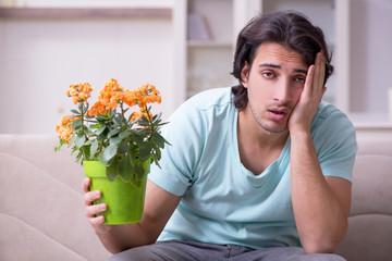 Young man suffering from allergy