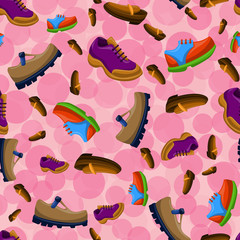 Shoes Flat Color Background Seamless Pattern
