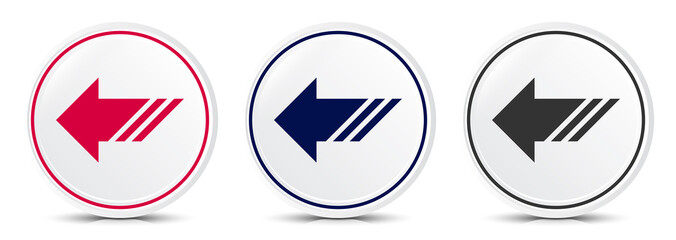 Back icon crystal flat round button set illustration design