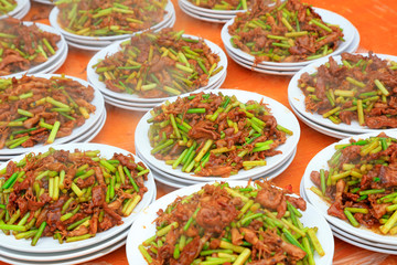 Stir fried Chinese cuttlefish with garlic sprouts