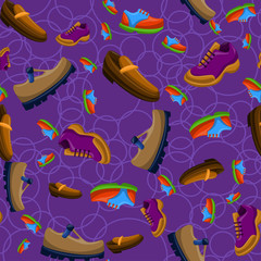 Shoes Flat Color Background Seamless Pattern