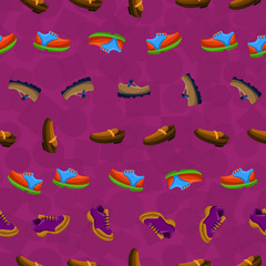 Shoes Flat Color Background Seamless Pattern