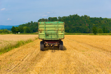 Farm trailer on a field