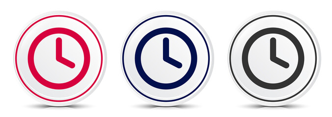 Clock icon crystal flat round button set illustration design