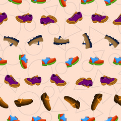 Shoes Flat Color Background Seamless Pattern