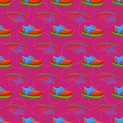 Shoes Flat Color Background Seamless Pattern